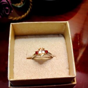 Elegant Citrine and Garnet Gemstone Ring Size 7